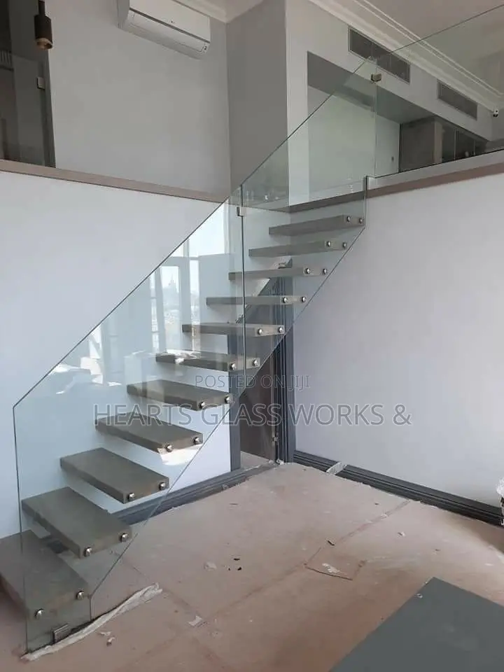 Stand Off Pin Floating Stairs ( Frameless)