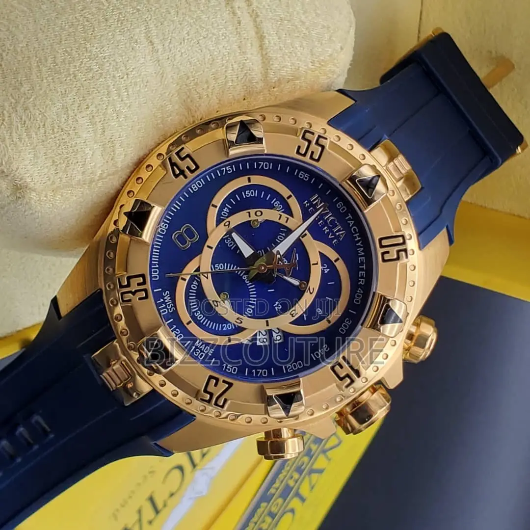 Original Invicta Chronograph Blue Dail Rubber Strap Watch