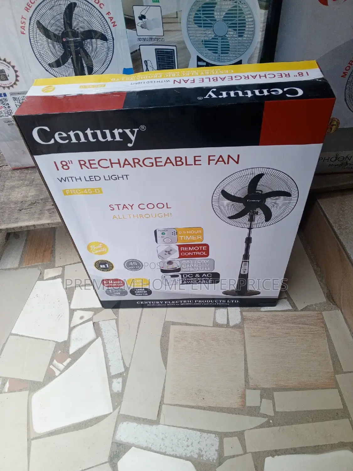 Century Rechargeable Standing Fan 18 Inches FRC-45-D