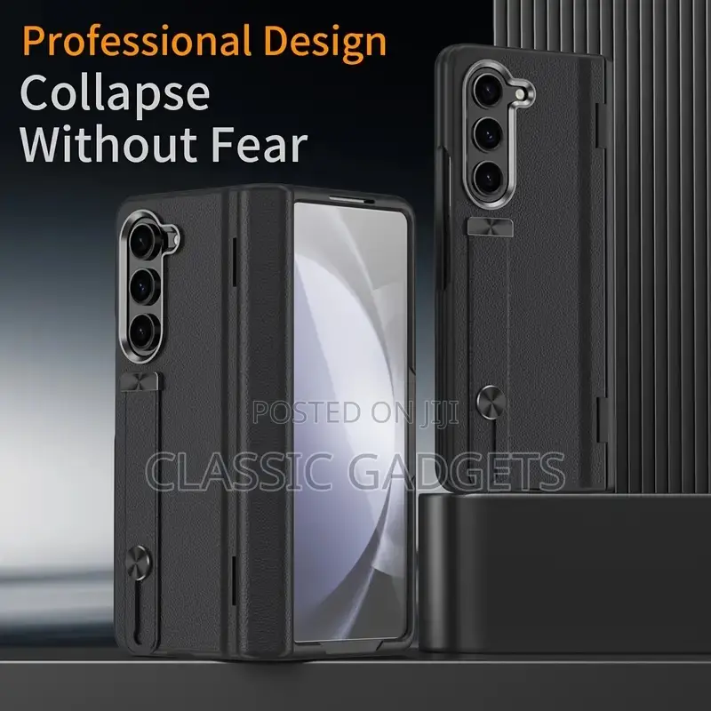Plain Leather Hinge Protection Cover for Galaxy Z Fold 5 4 3