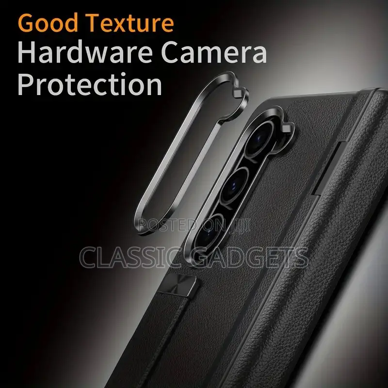 Plain Leather Hinge Protection Cover for Galaxy Z Fold 5 4 3