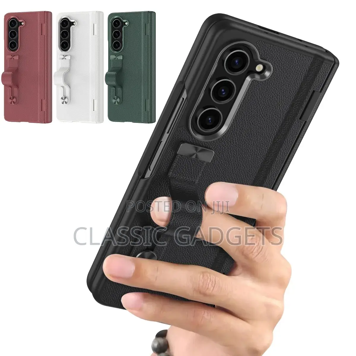 Plain Leather Hinge Protection Cover for Galaxy Z Fold 5 4 3
