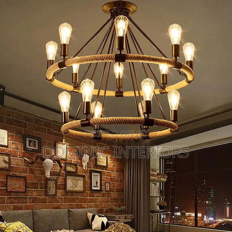 Vintage Retro Hemp Rope Chandelier