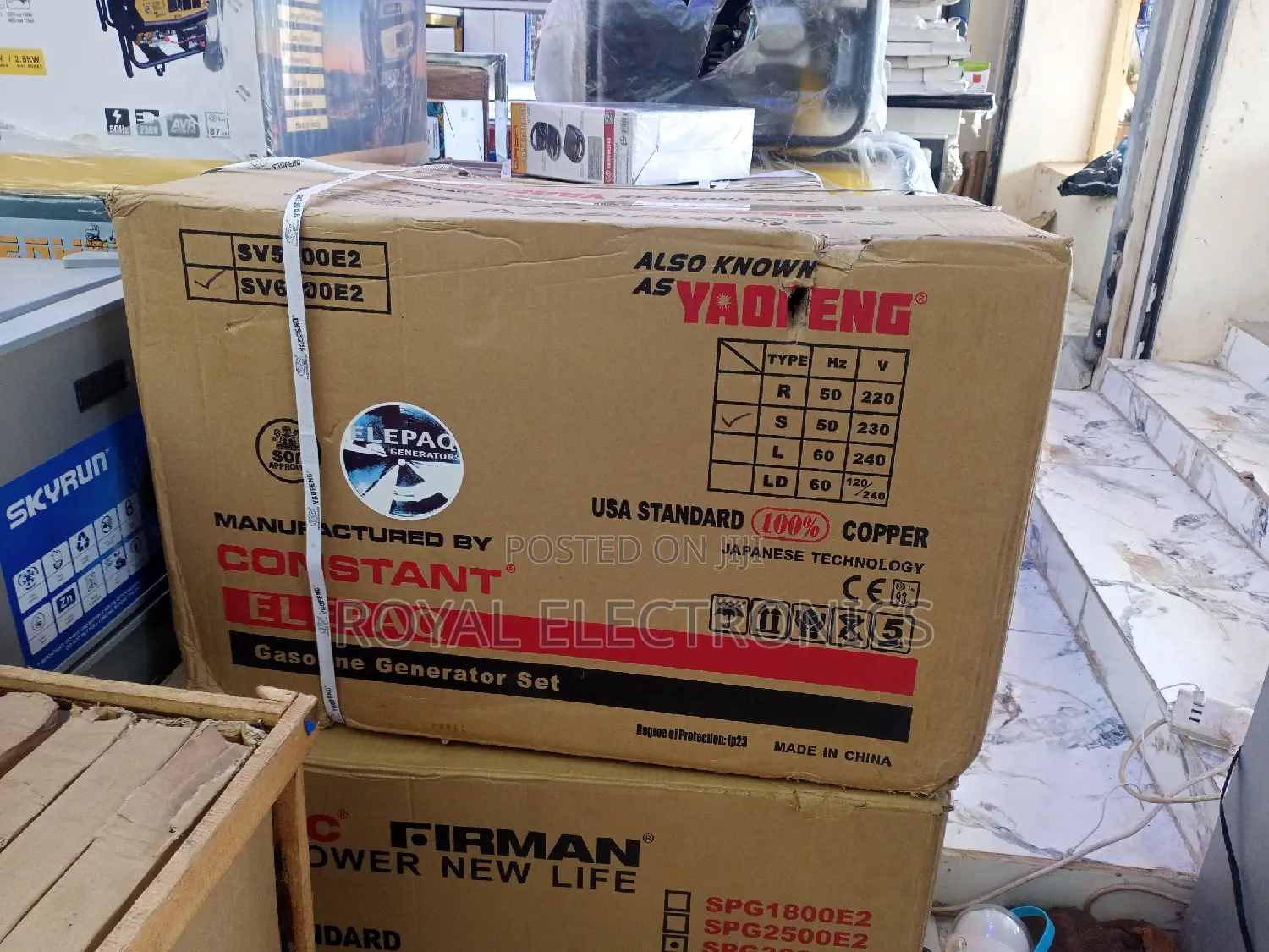 Heavy Duty Elepaq SV6800E2 3.5KVA Key Start Generator