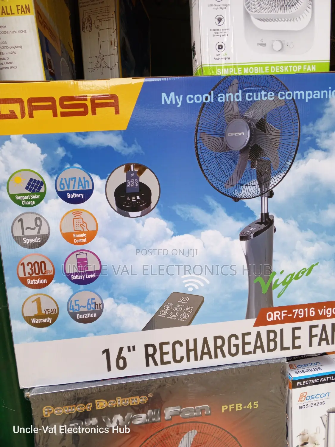 Qasa 16" Rechargeable Standing Fan
