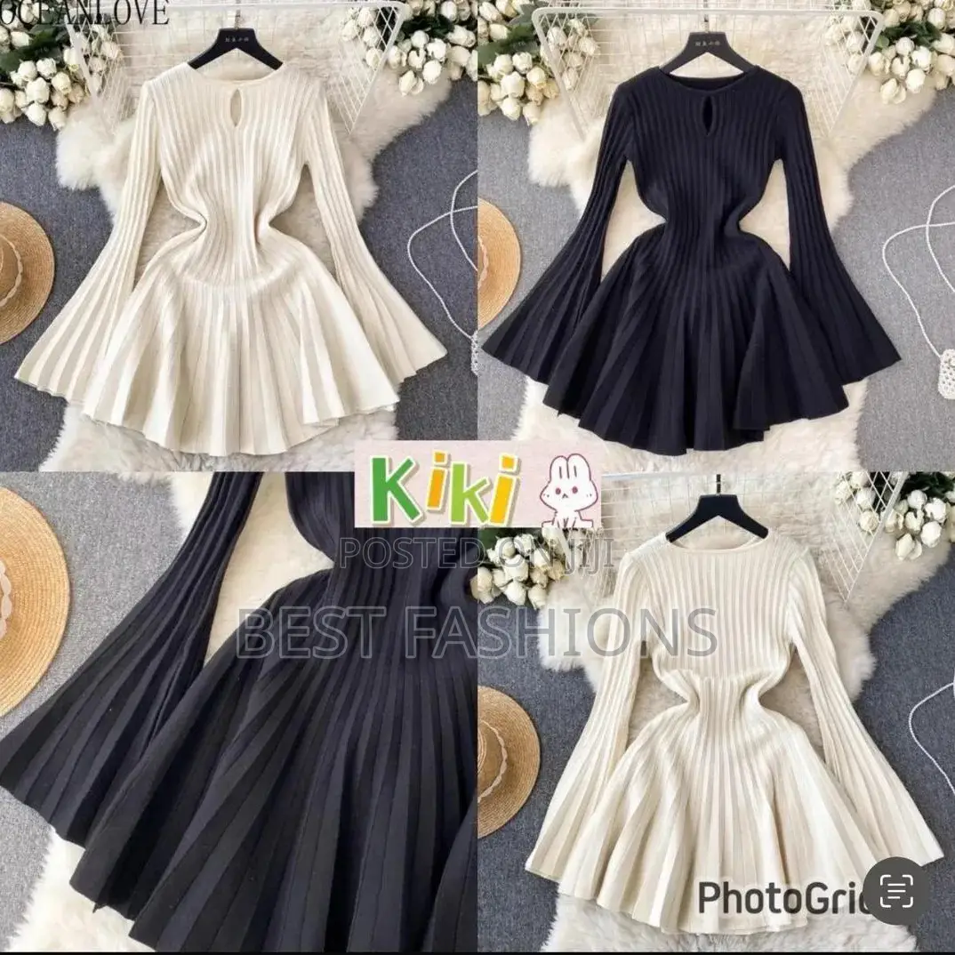 Quality Woolen Ladies Pleated Short Dress