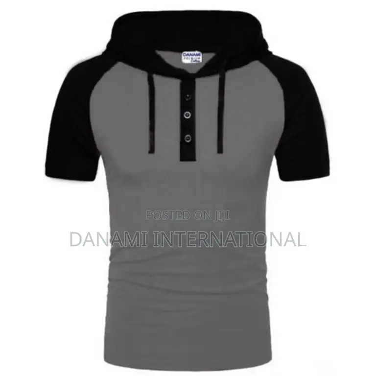 Danami Short Sleeve Button Hooded T Shirt
