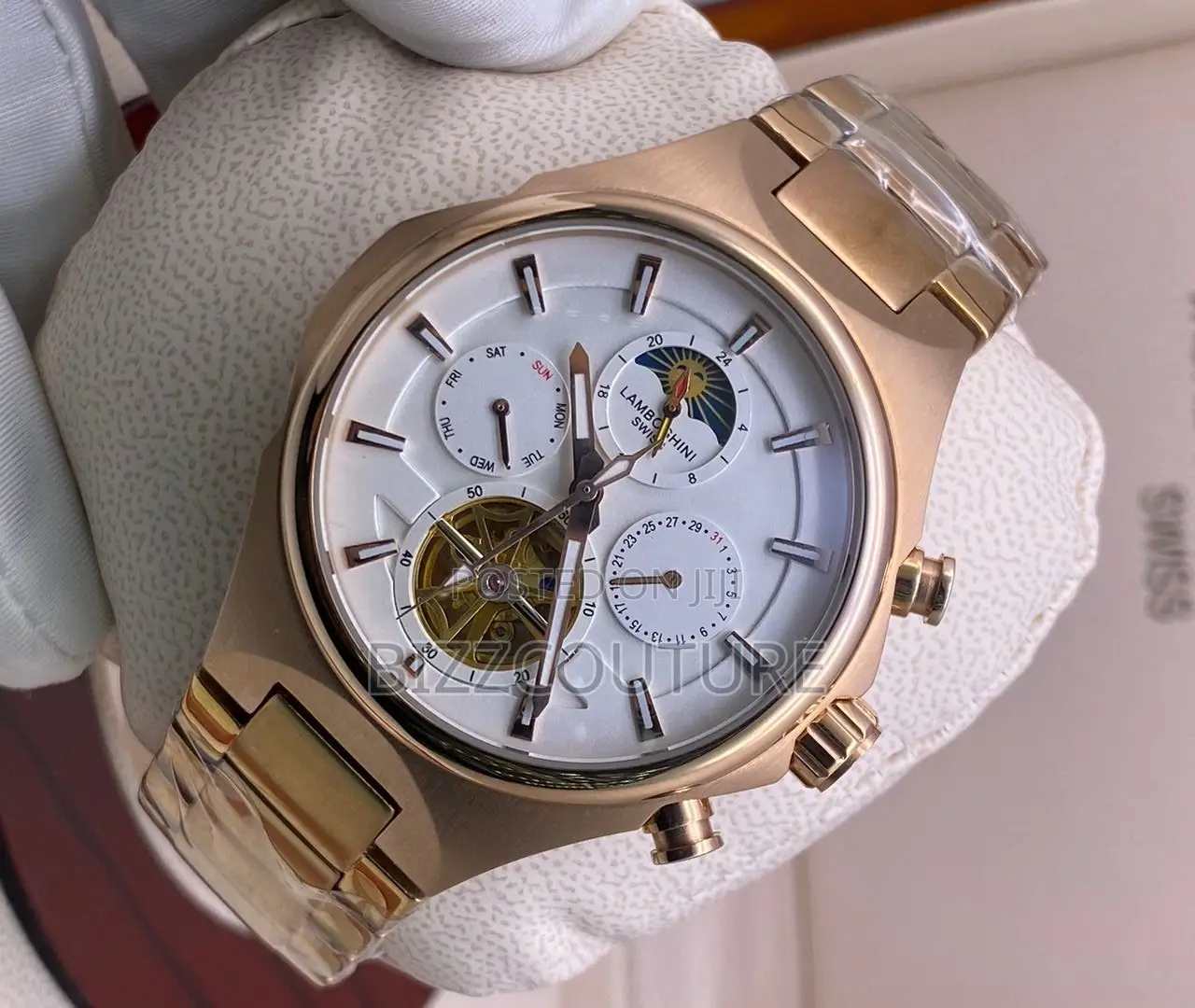 Original Lamborghini Chronograph Rose Gold Chain Watch