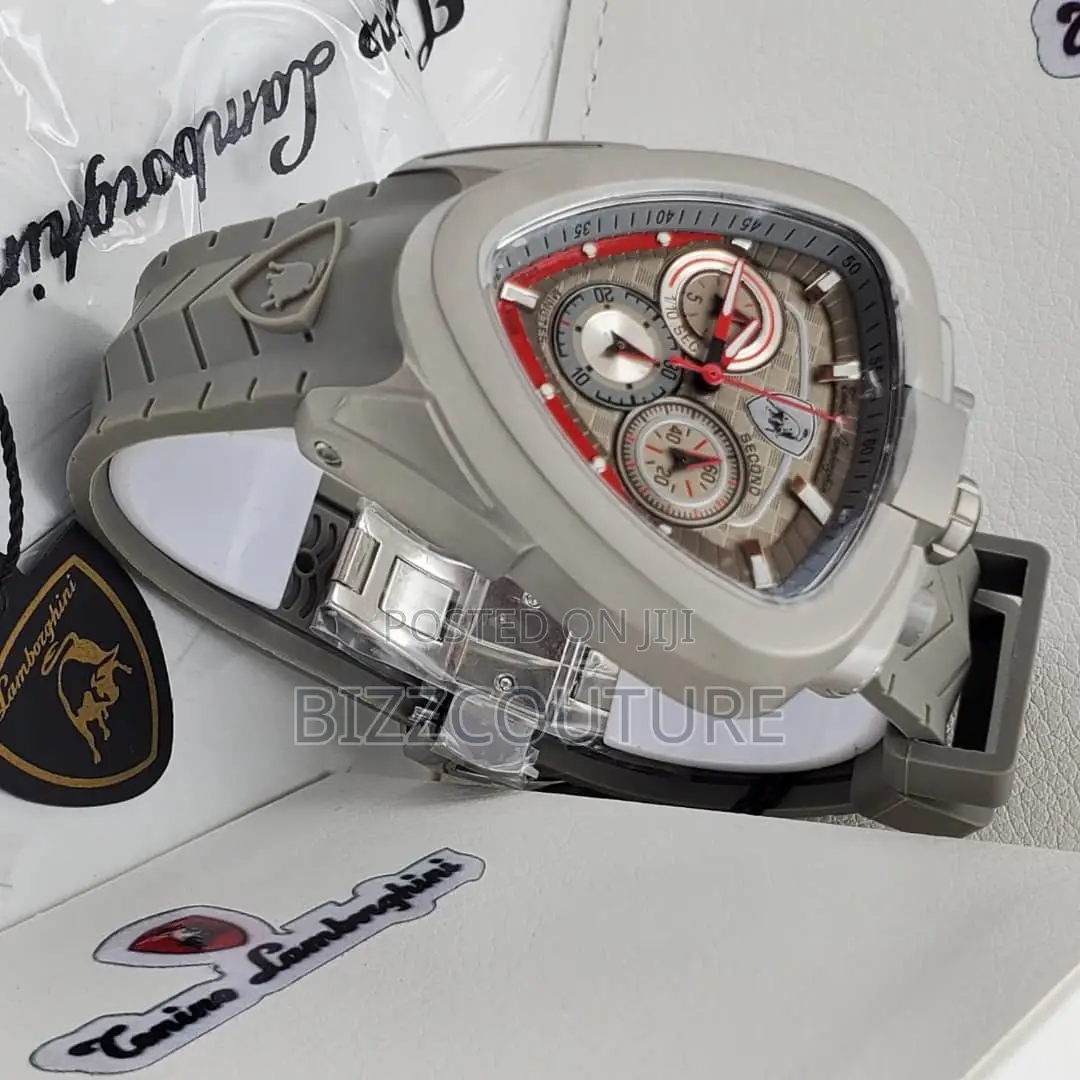 Original Lamborghini Chronograph Gray Rubber Strap Watch