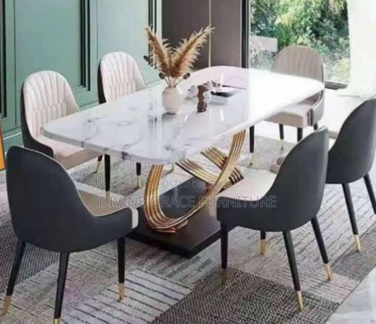 Marble Top Dinning Table With 6 Chairs