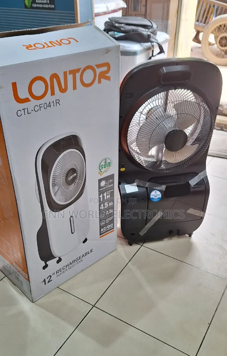 Longoria 12" Rechargeable Water Mist Fan Remote CTL-CF041