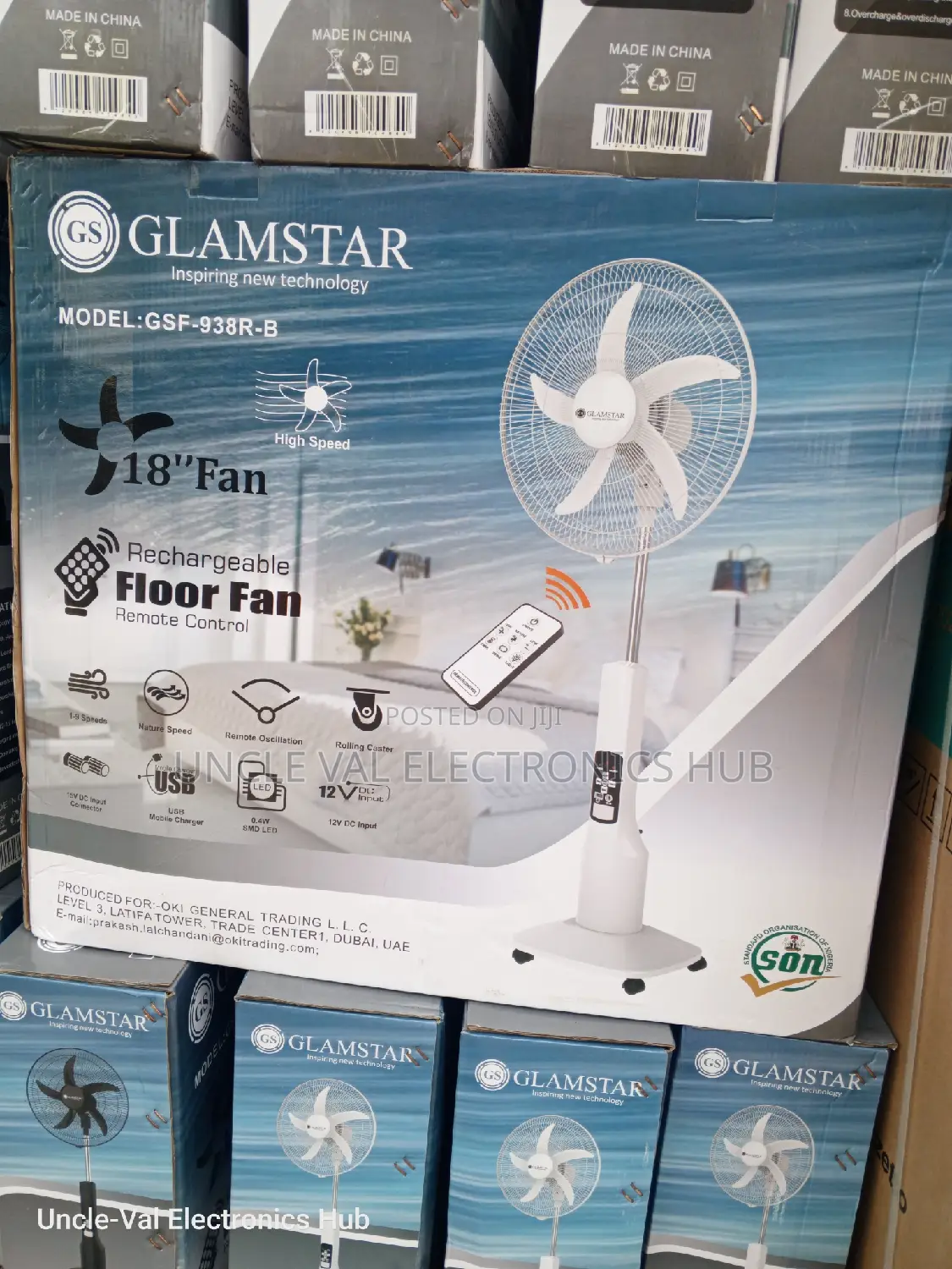 Glamstar 18" Rechargeable Fan