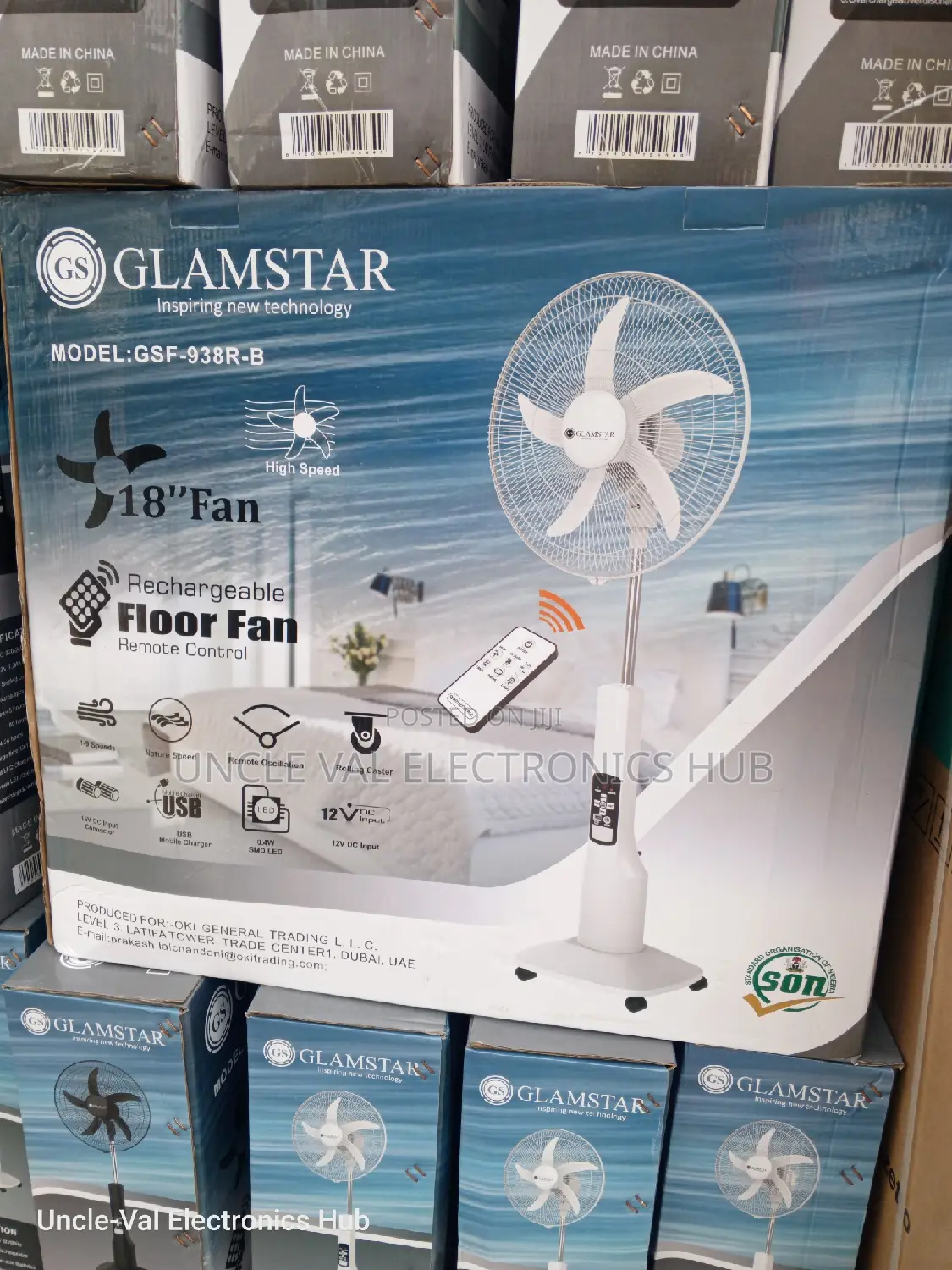 Glamstar 18" Rechargeable Fan