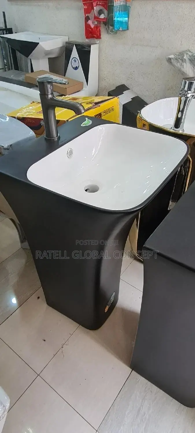 Black and White Free Standing Wash Hand Basin
