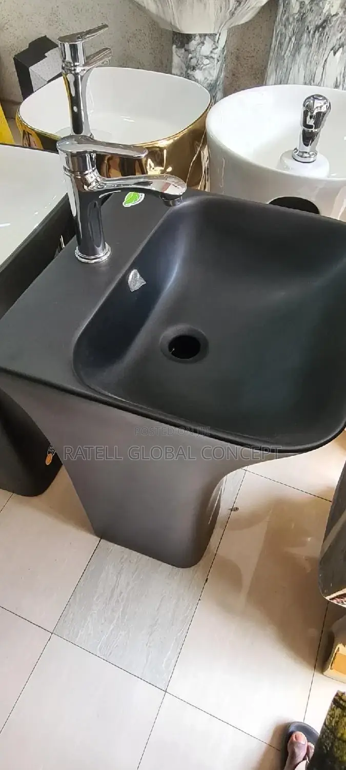 Black and White Free Standing Wash Hand Basin