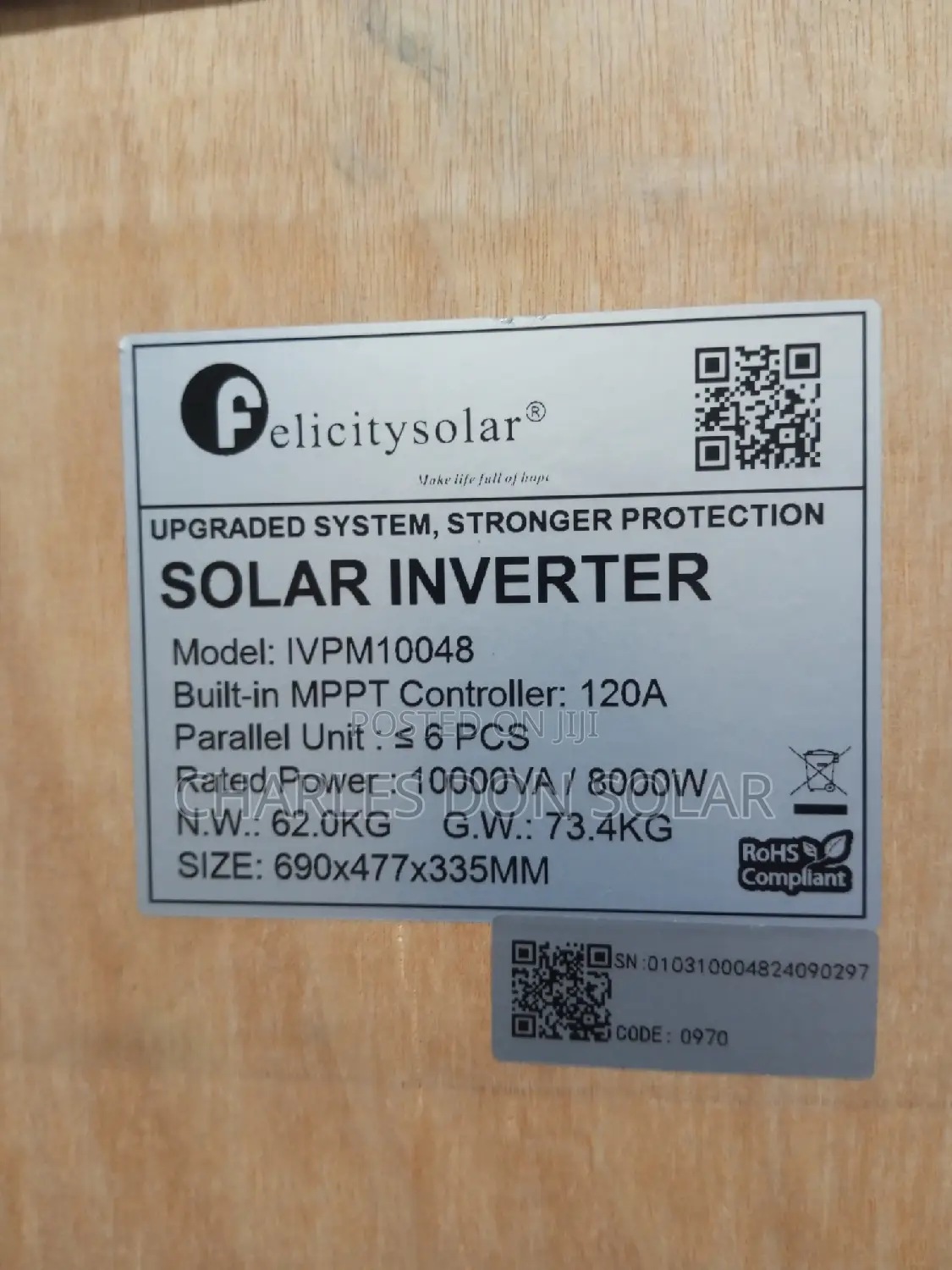 Hybrid Inverter Felicity 10kva 48v
