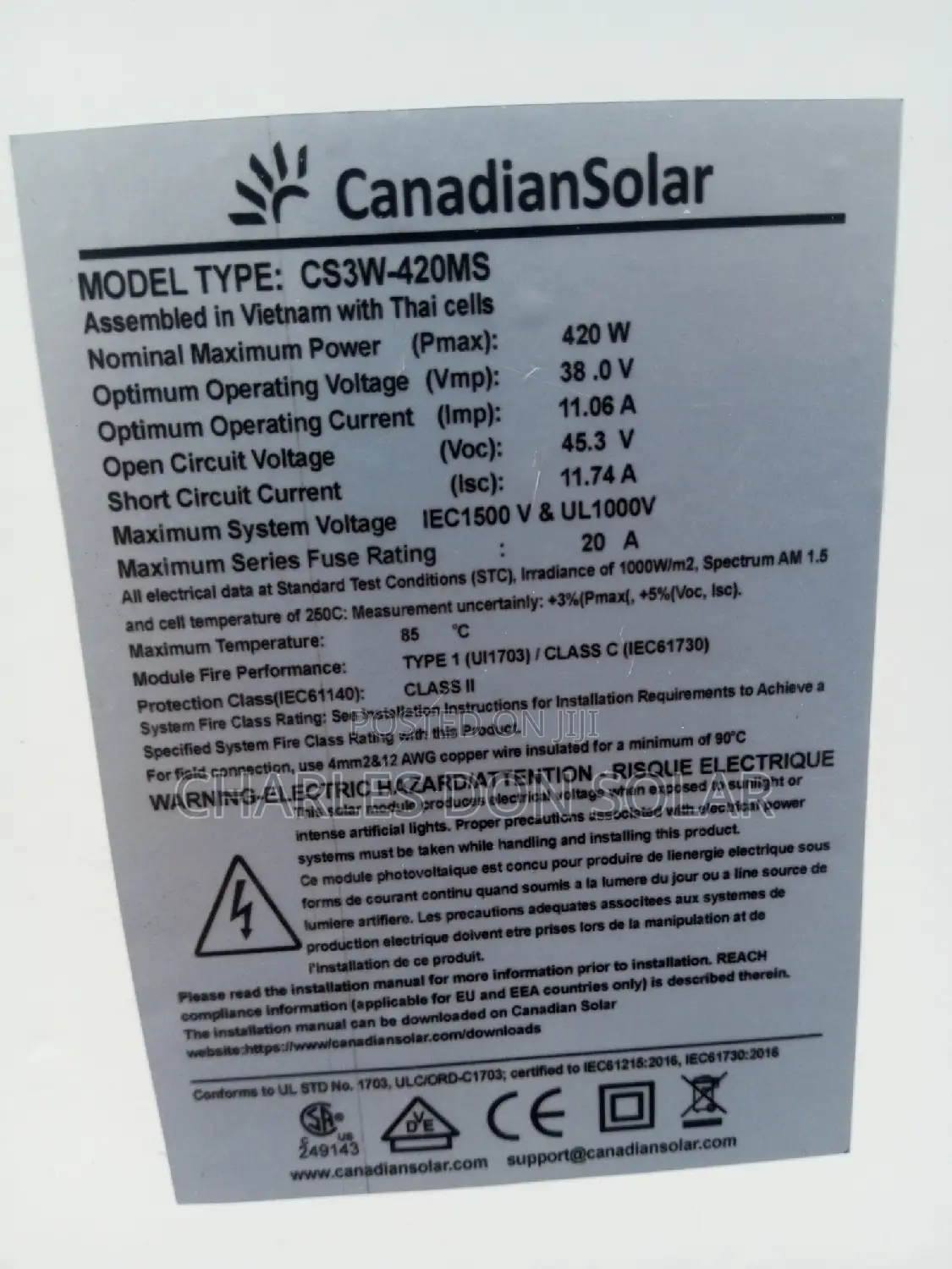 Canadian Solar Panels 420w
