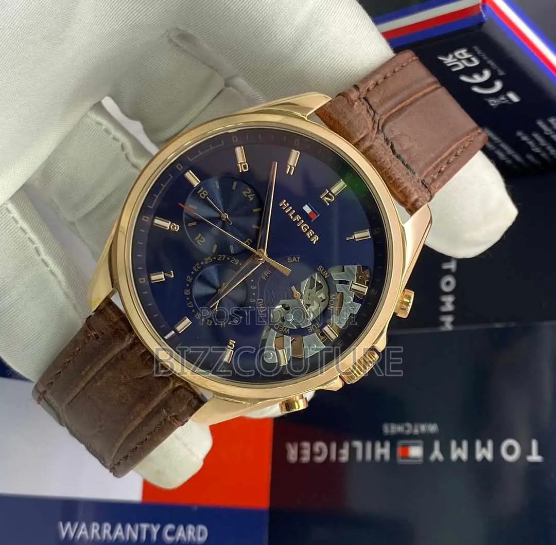 Original Hilfiger Chronograph Blue Dail Brown Leather Watch