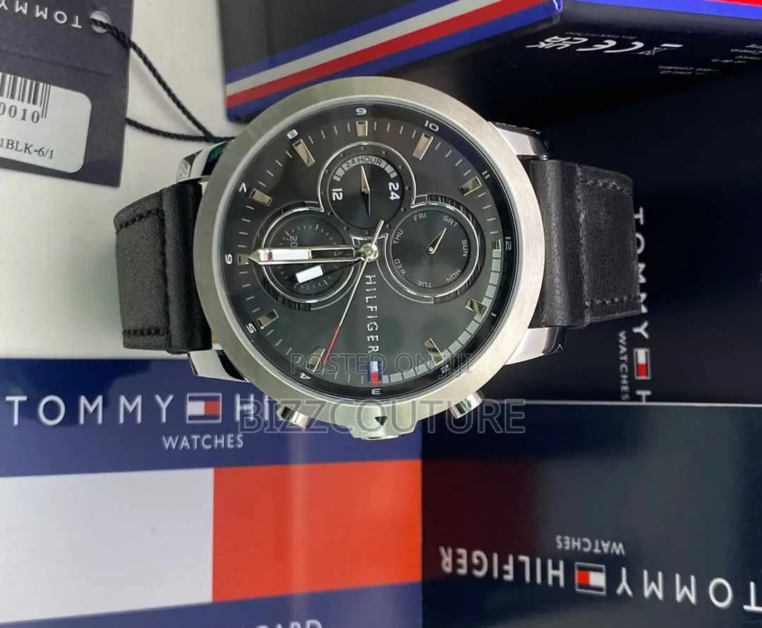 Original Tommy Hilfiger Chronograph Black Leather Watch