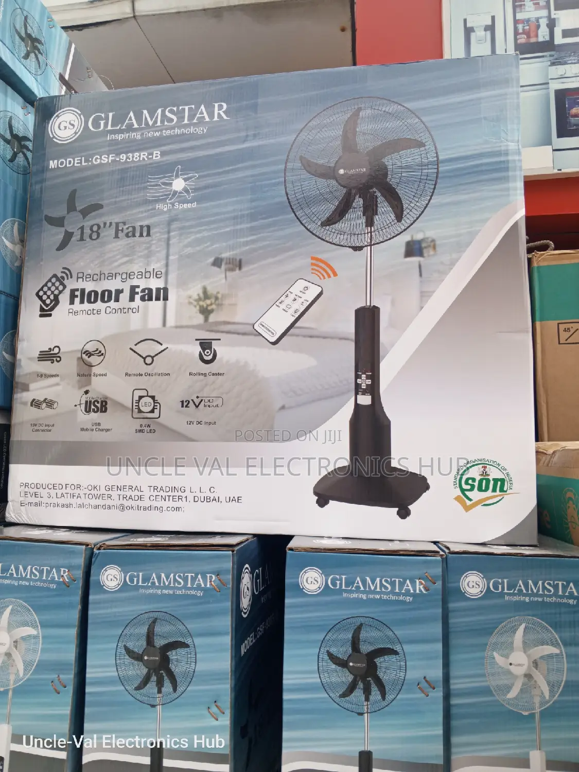 Glamstar 18" Rechargeable Fan