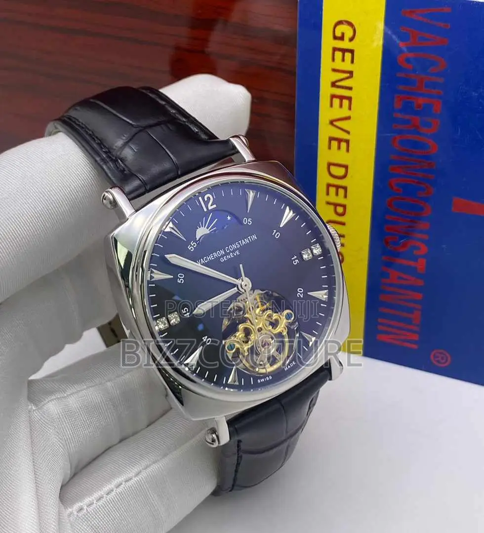 Original Vacheron Constantin Chronograph Black Leather Watch
