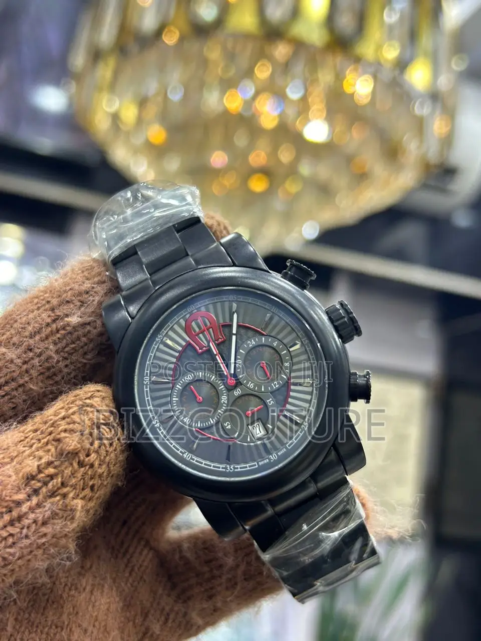 Original Aginer Chronograph Black Chain Watch Is Available