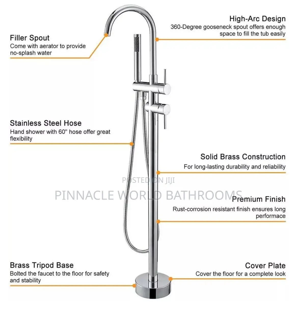 England Free Standing Bathtub Mixer Tap Stainless