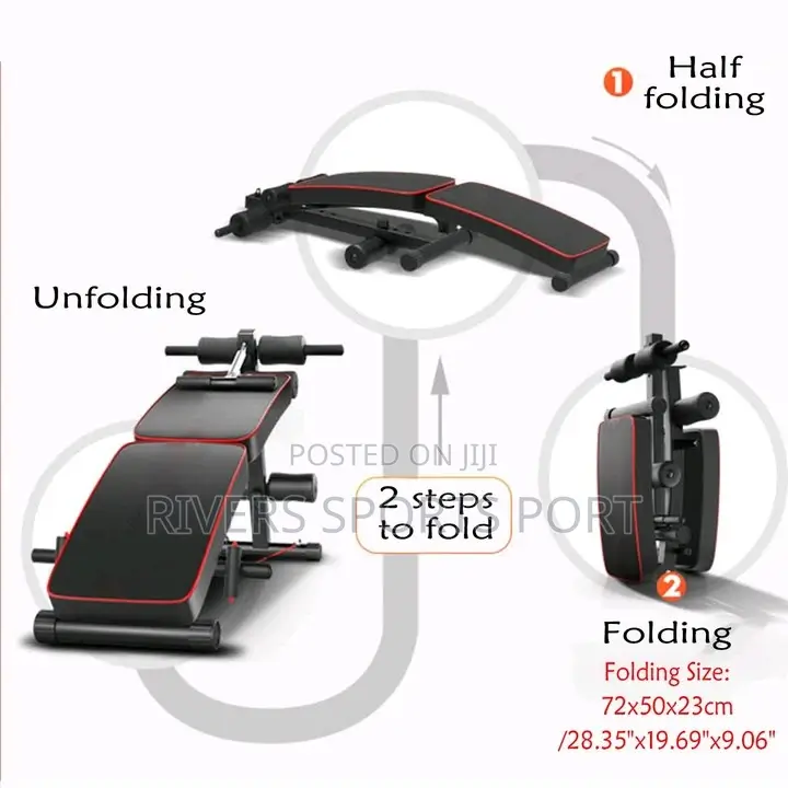 Foldable Sit Up Situp Bench With Rope,Spring Booster, Pushup