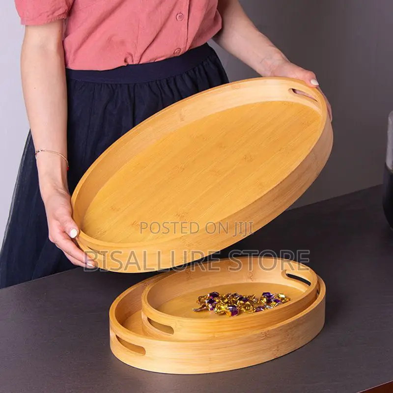 3 in 1 Oval Wooden Bamboo Tray