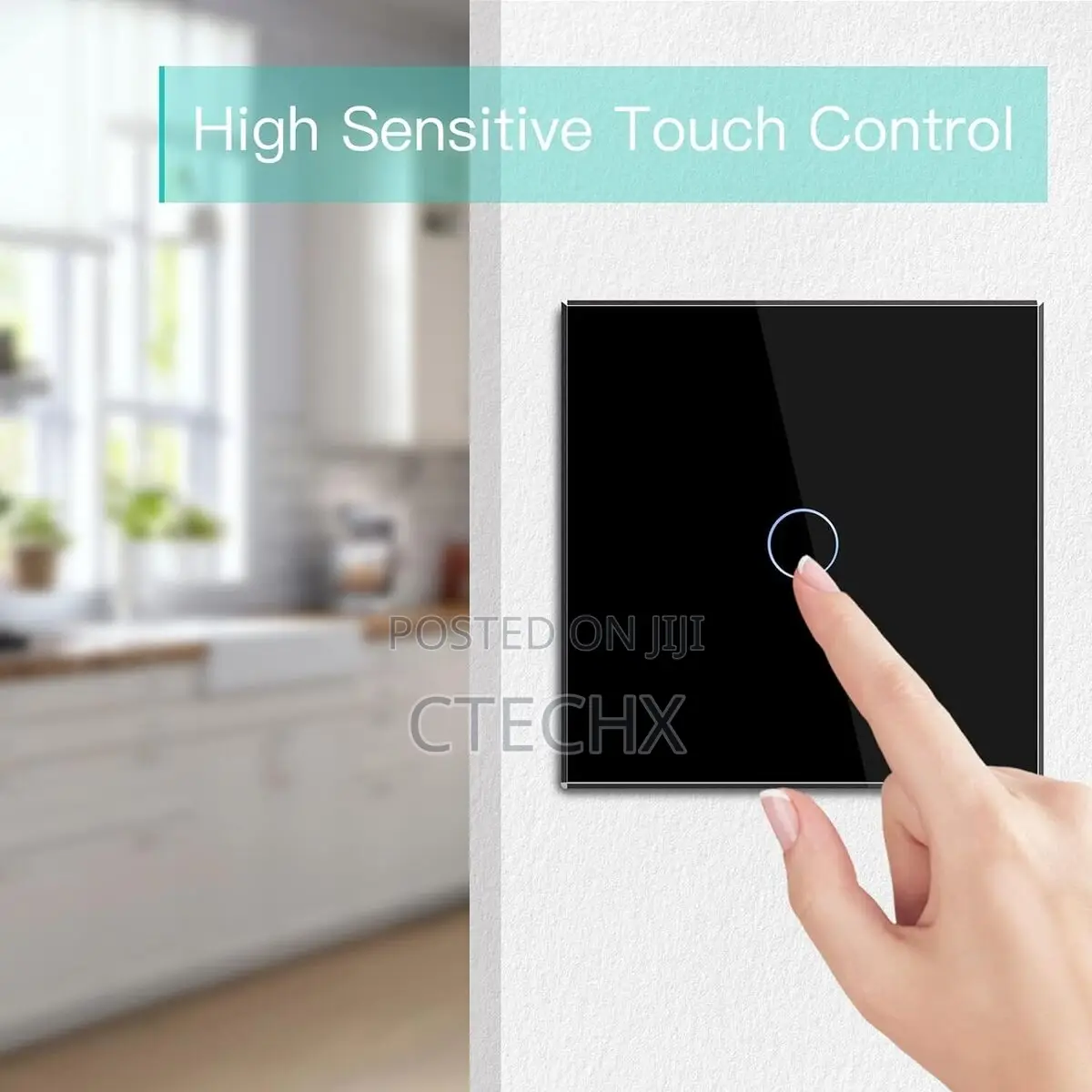 BSEED Touch Light Switch Glass Panel 1 Gang Light Switch