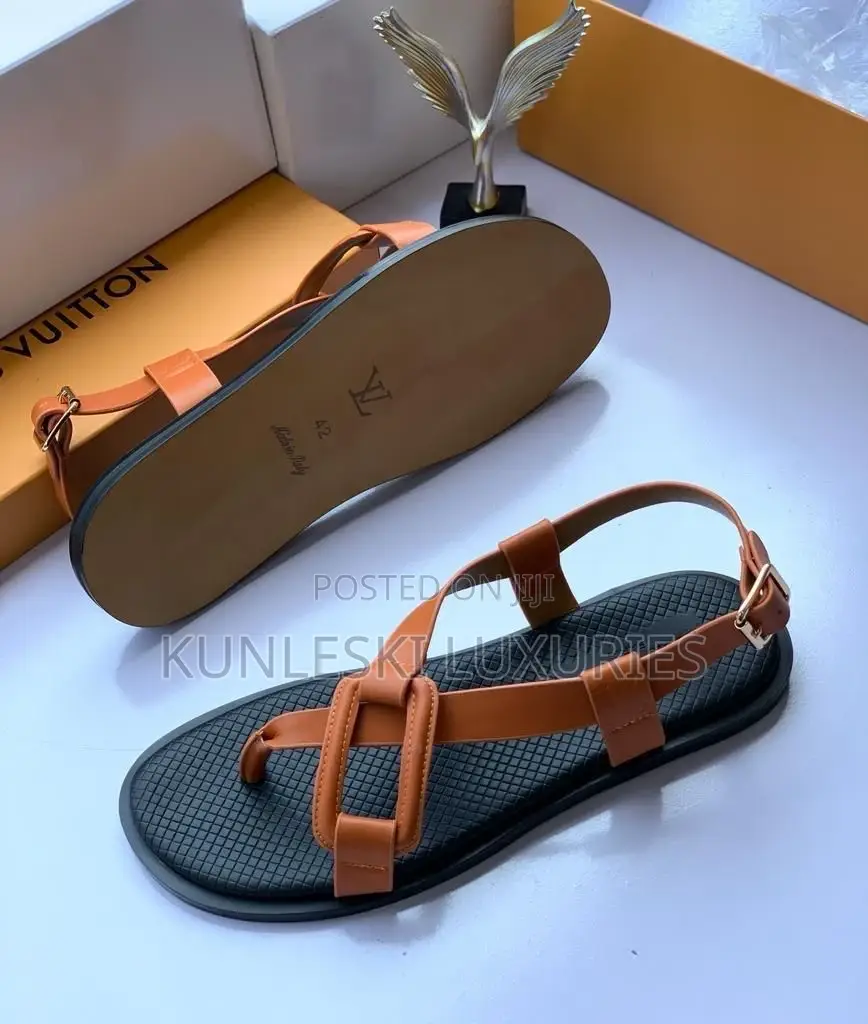 Original Louis Vuitton Men Leather Sandals Collections