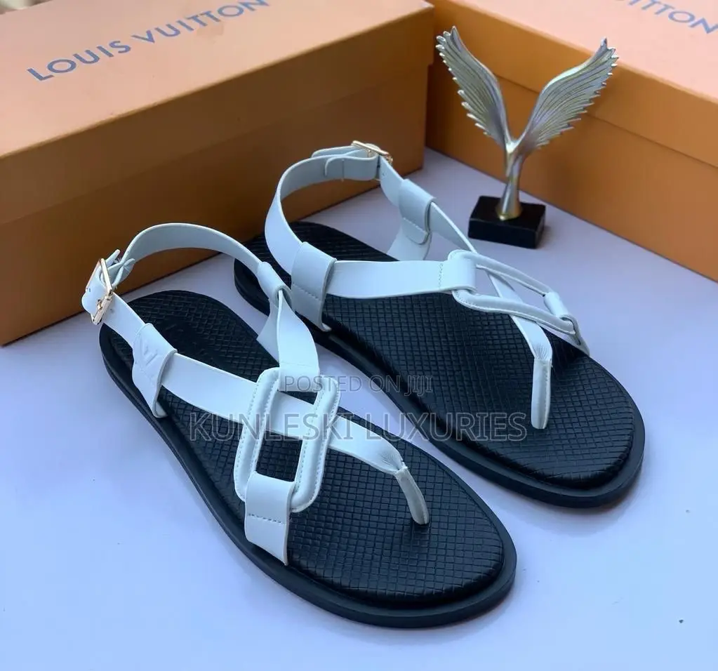 Original Louis Vuitton Men Leather Sandals Collections