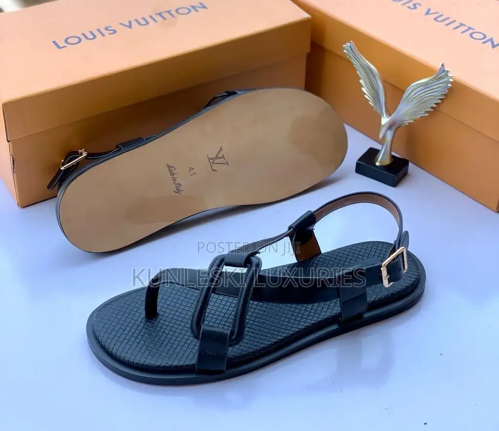 Original Louis Vuitton Men Leather Sandals Collections