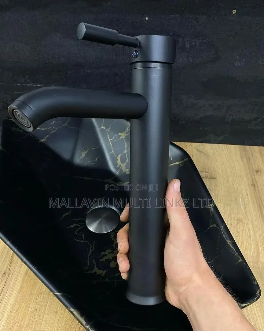 Long Matte Black Wash Hand Basin Mixer Faucet Taps