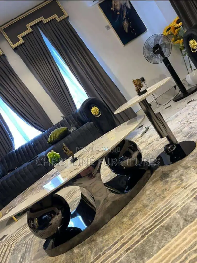 Marble Top Center Table Set and Side Stool