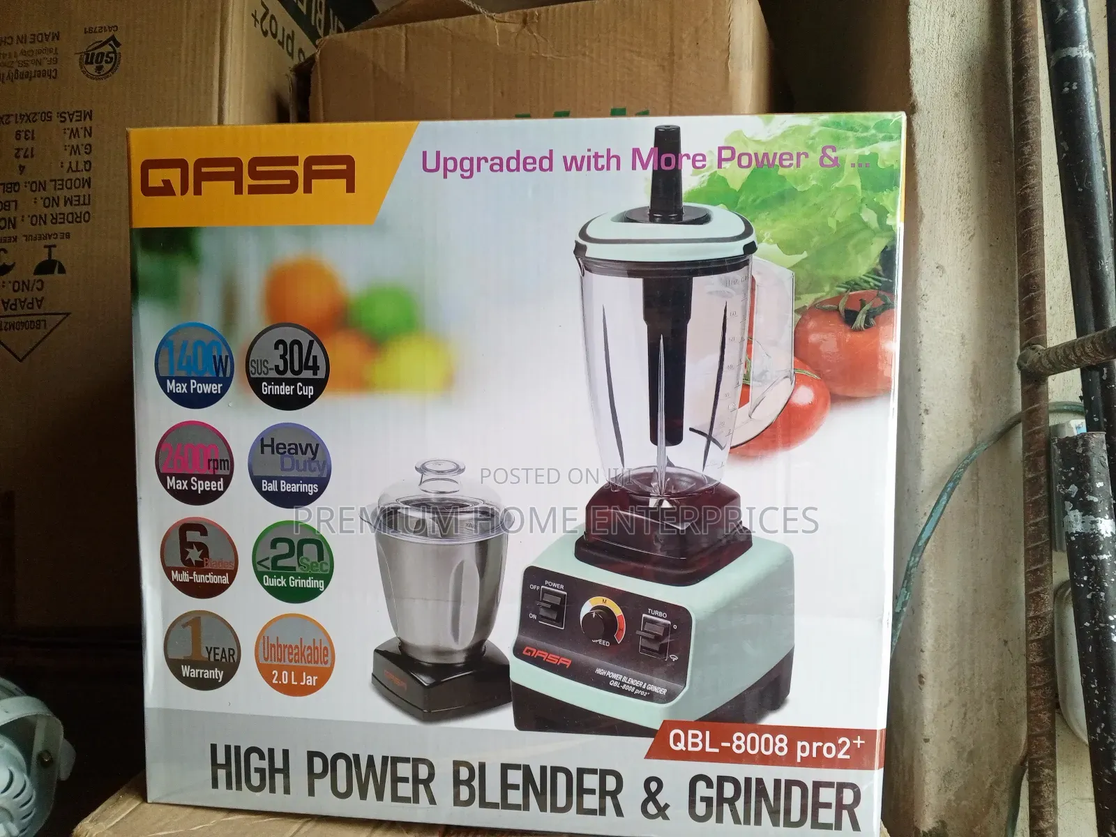Qasa Commercial Blender 1400 Watts With Dry Milk Cup