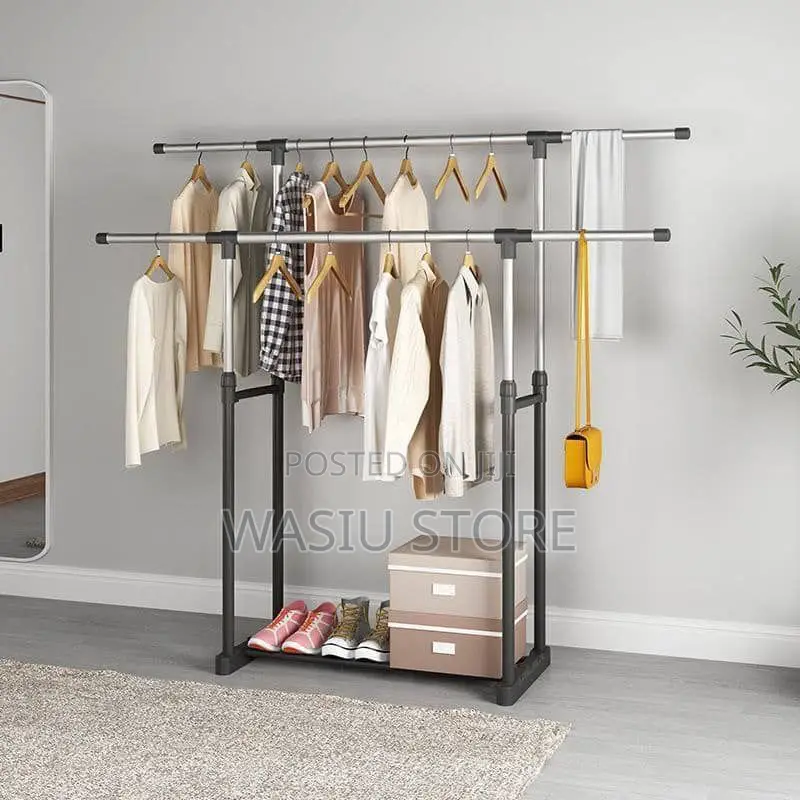 Double Pole Clothes Hanger and Organizer Rack
