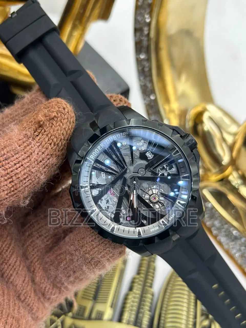Original Roger Dubis Swiss Mechanical Black Rubber Watch