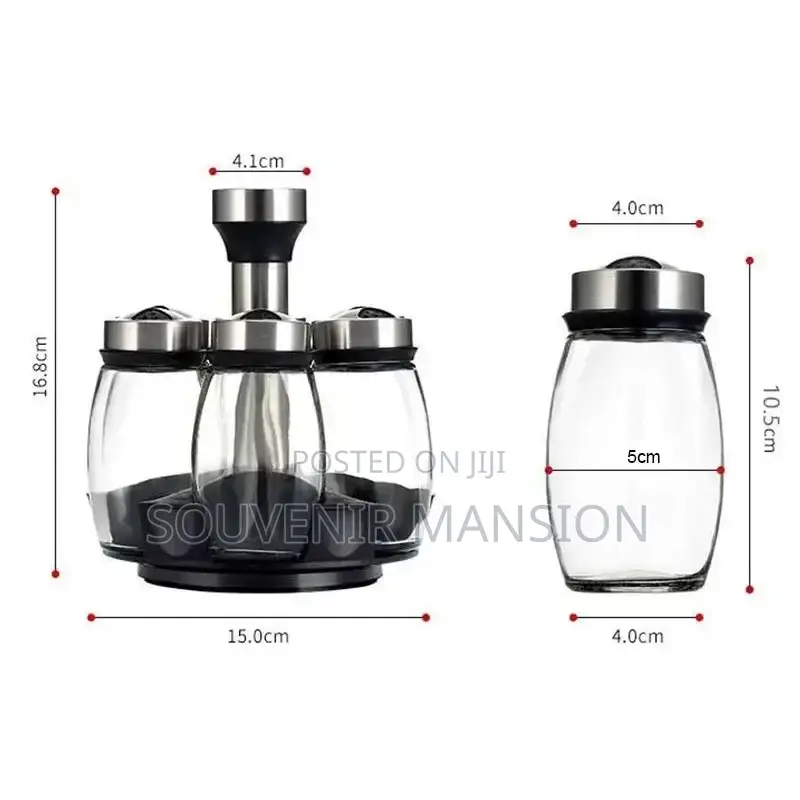 1/7pcs Spice Jar Set Rack Glass Organizer Rotating Glass Sea