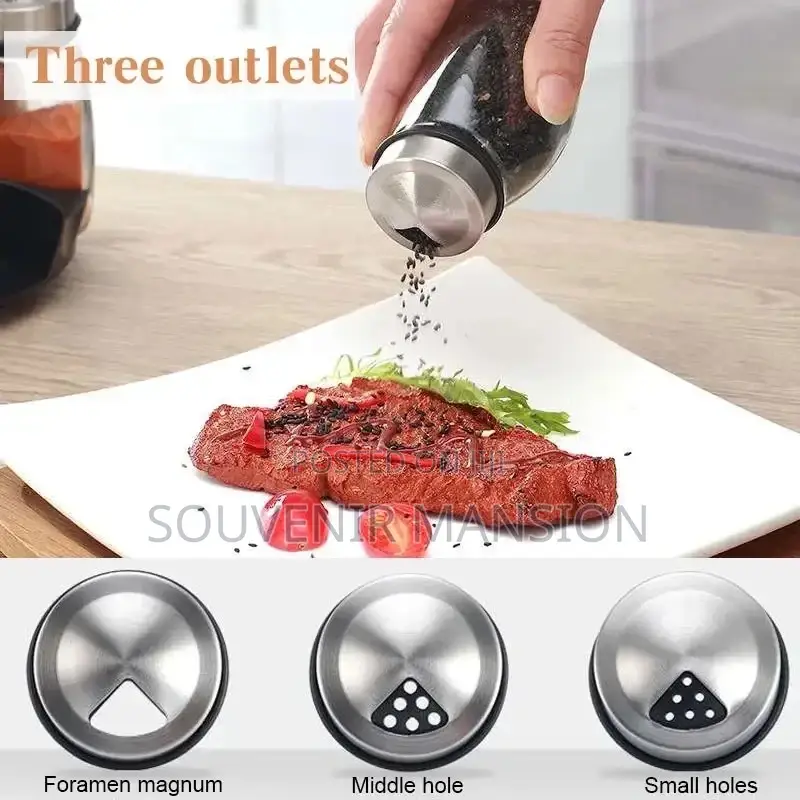 1/7pcs Spice Jar Set Rack Glass Organizer Rotating Glass Sea