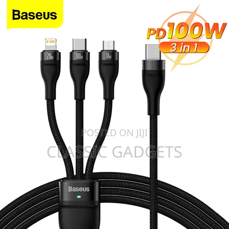 Baseus 3 in 1 Type C Cable PD 100W Fast Charging Date Cable