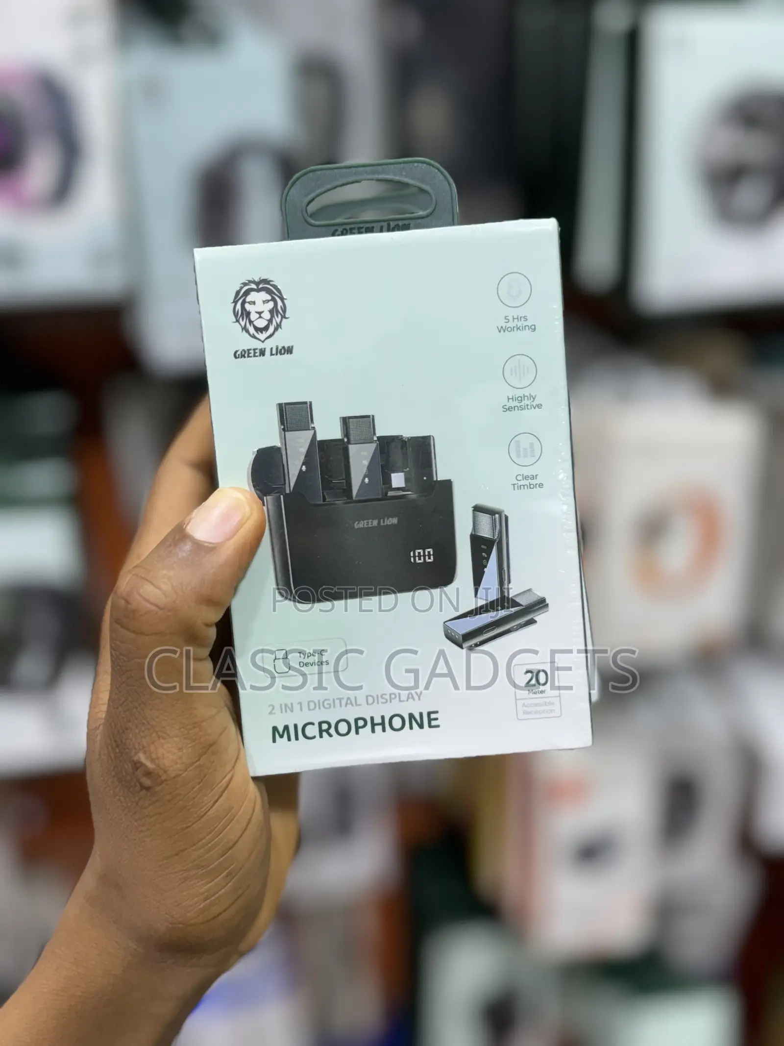 Green Lion 2 in 1 Digital Display Microphone (Type -C)
