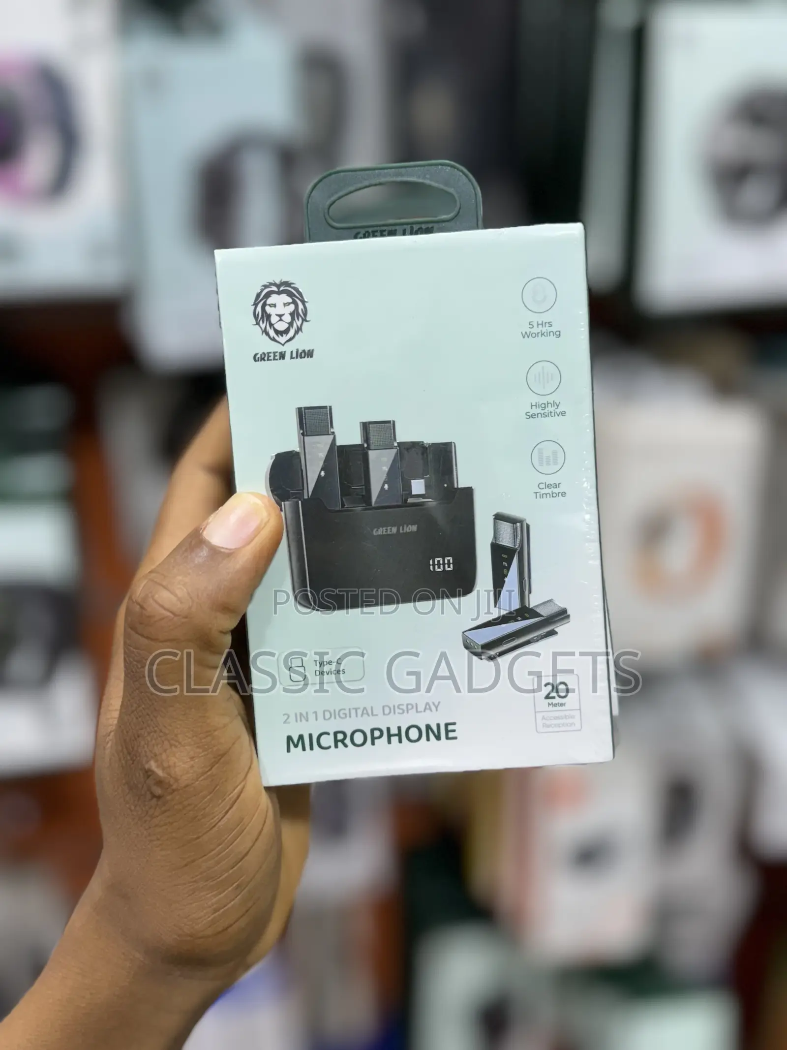 Green Lion 2 in 1 Digital Display Microphone (Type -C)