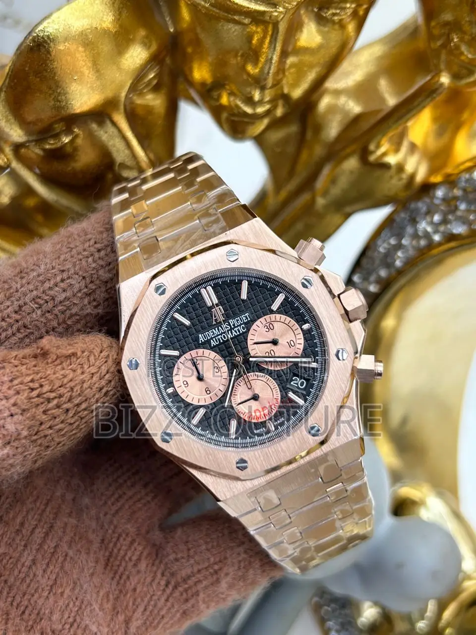Original AUDEMARS Piquet Chronograph Rose Gold Chain Watch