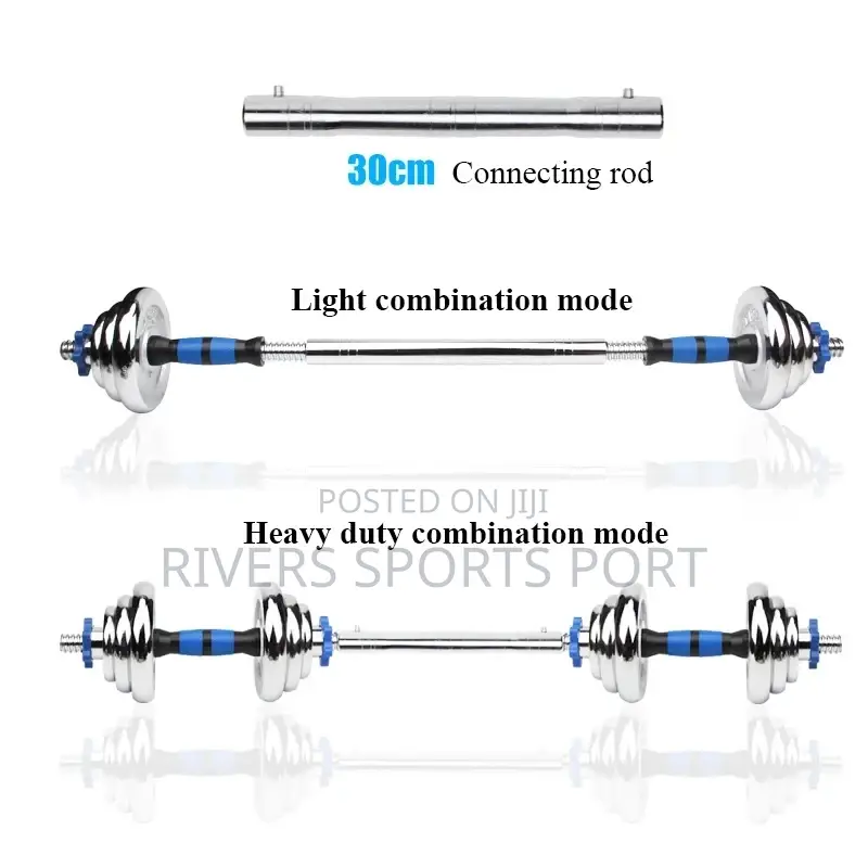 2in1 15kg Adjustable Chrom Dumbbell With Extension Bar/Connector Box