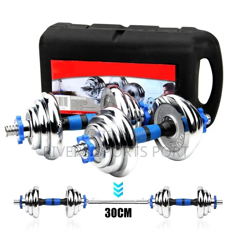 2in1 15kg Adjustable Chrom Dumbbell With Extension Bar/Connector Box