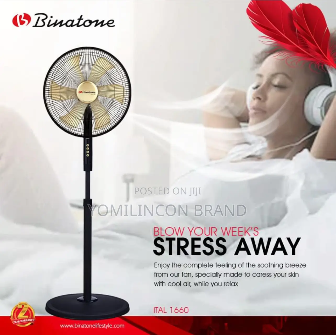 Binatone Standing Fan - Ital-1660 Black