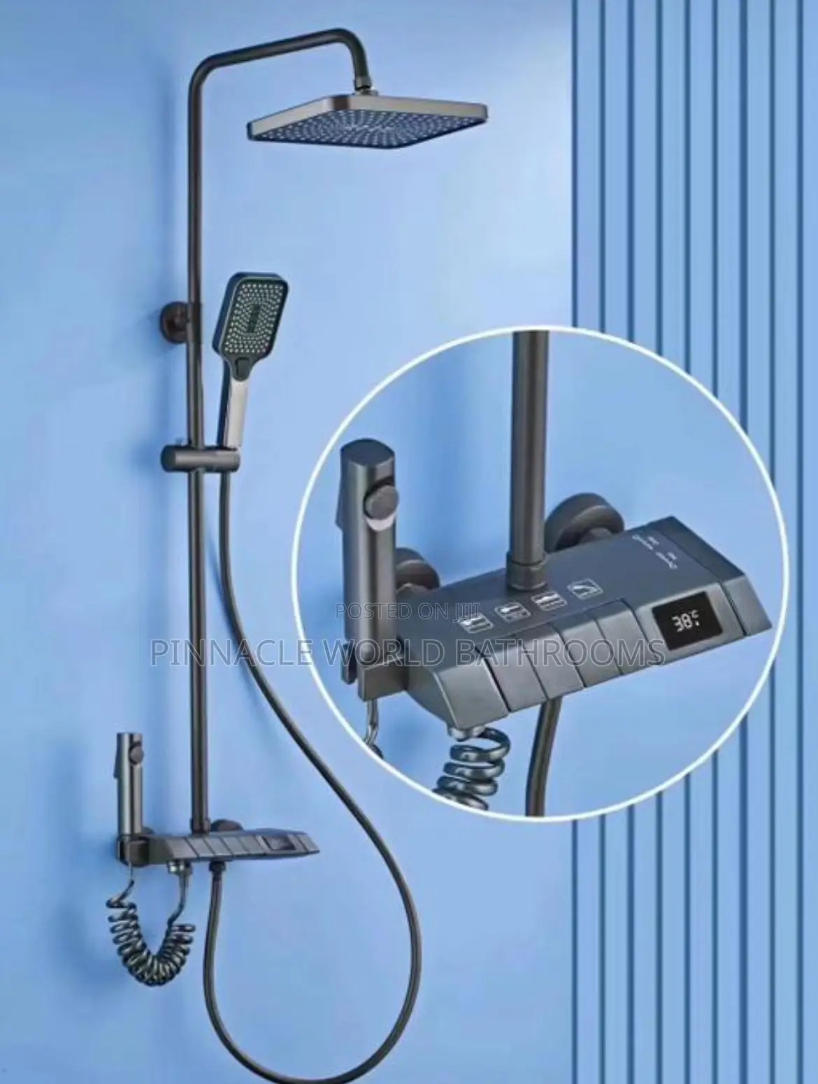 Gray Smart Display Standing Shower Set