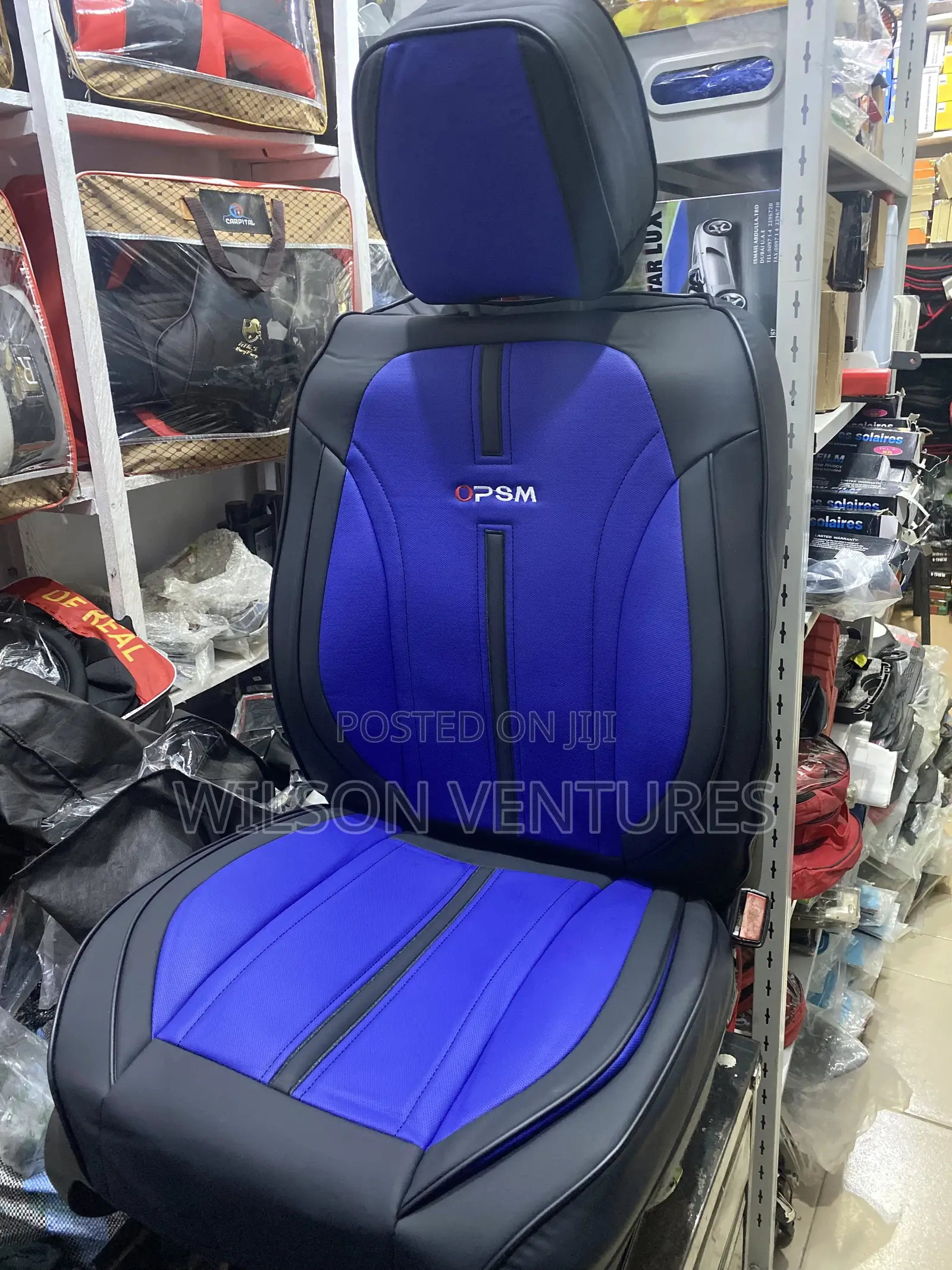 Universal 5 Seater Car Seat Cover Blue and Black Opsm