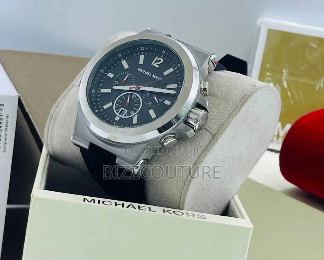 Original Michael Kors Chronograph Black Rubber Strap Watch